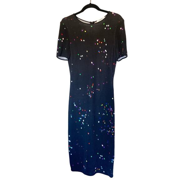 GIVENCHY Muticolor Polka Dot Mesh Knit Bodycon Midi Designer Dress Black Medium - Picture 3 of 7